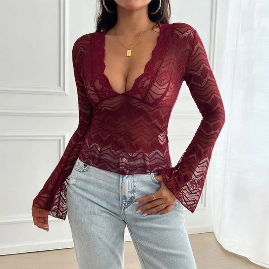 Selena | Allure Lace Bell-Sleeve Top